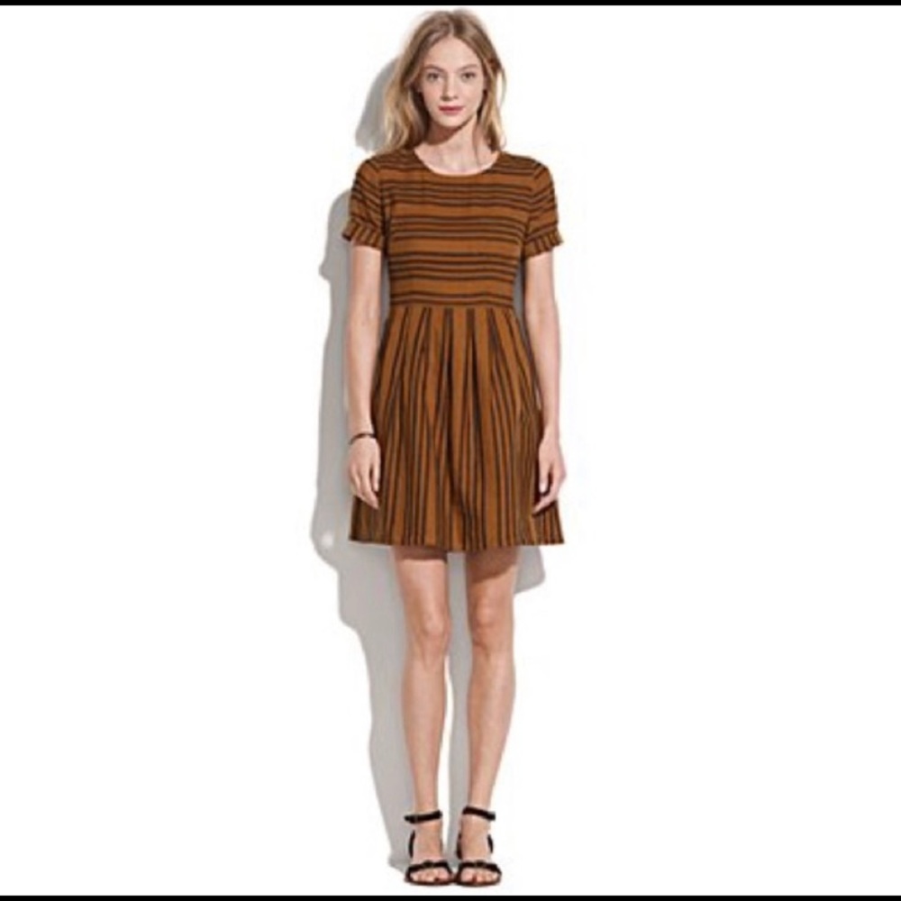 RESERVED Stucco Stripe Songbird Dress in Tobacco